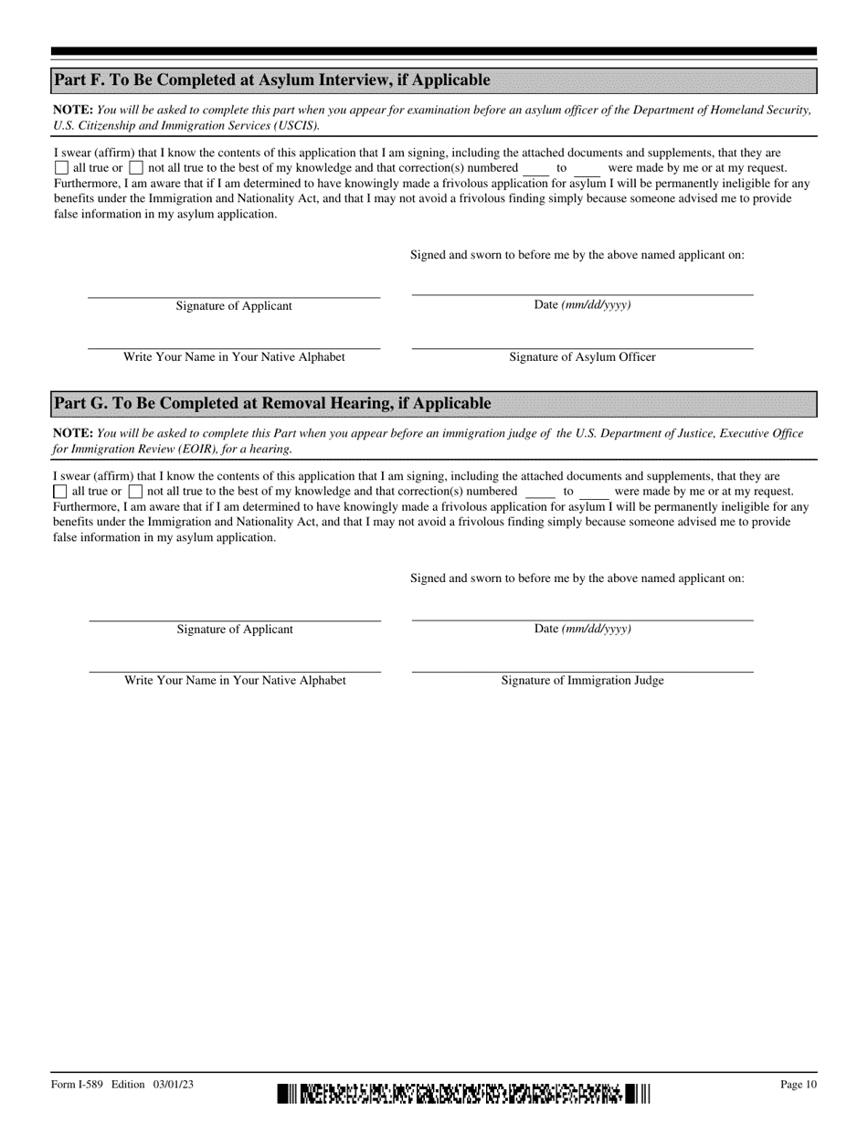 USCIS Form I-589 Download Fillable PDF Or Fill Online Application For ...