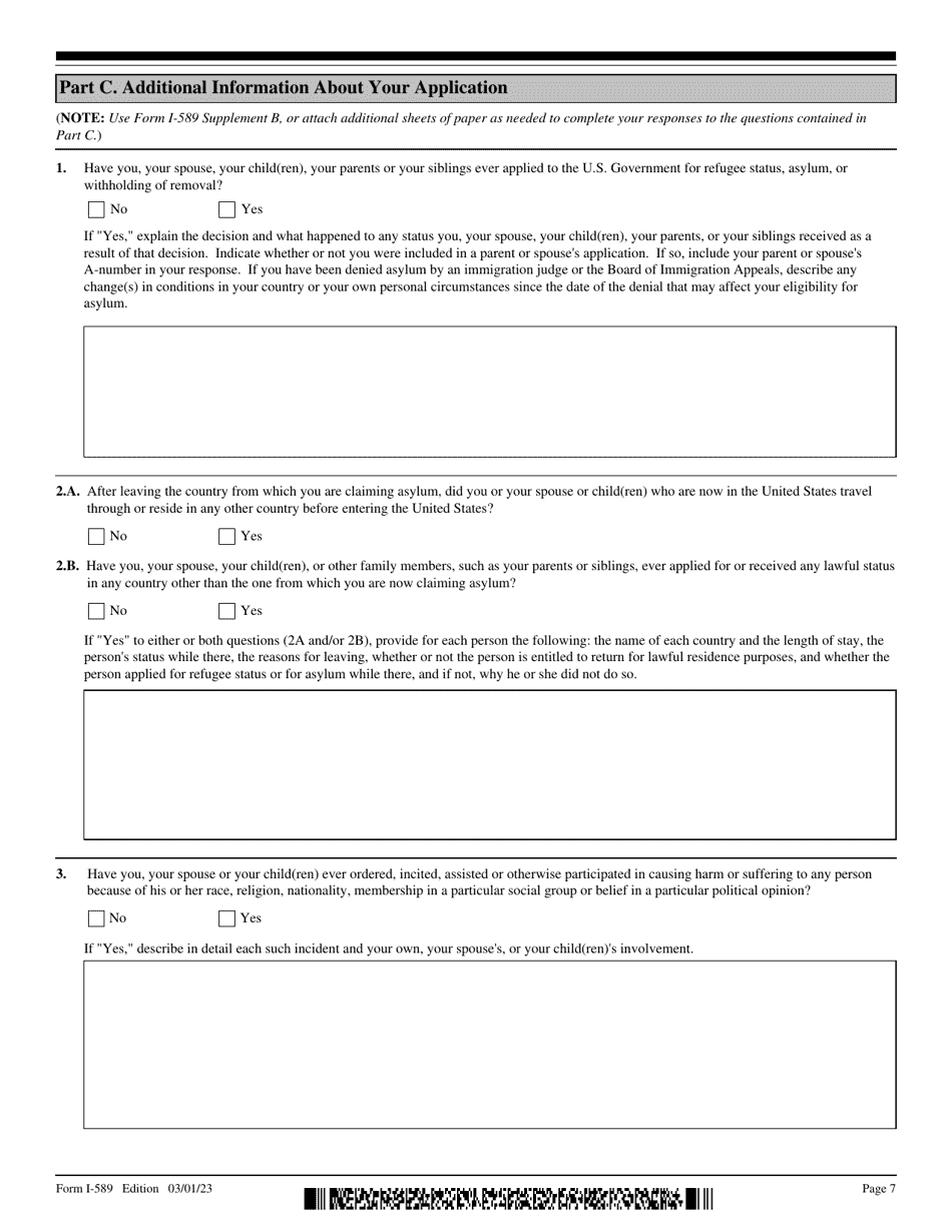 USCIS Form I-589 Download Fillable PDF Or Fill Online Application For ...