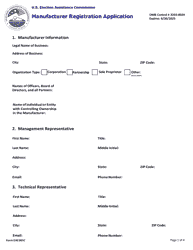 Document preview: Form EAC001C Manufacturer Registration Application