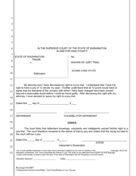 Document preview: Waiver of Jury Trial - King County, Washington