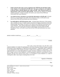 Conditions of Conduct for Persons Sentenced by the King County Superior Court Into Work Education Release (Wer) - Graduated Sanctions Sentenced Offenders Only (Orwr) - King County, Washington, Page 3