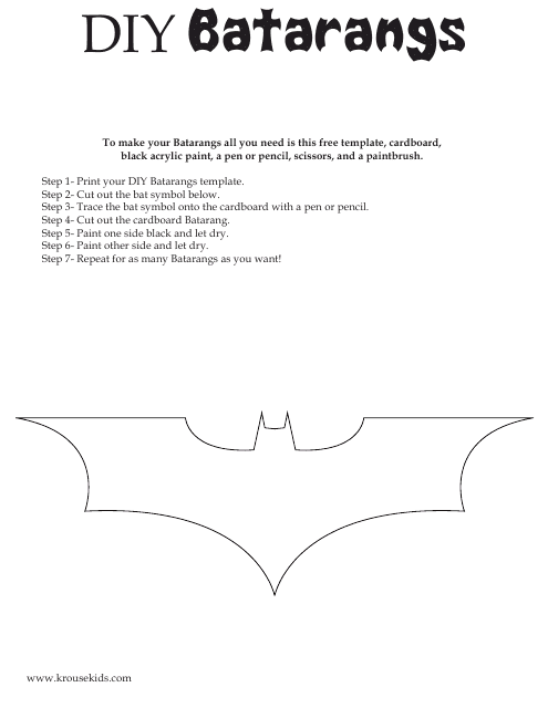 Batarang Template - Free Download on TemplateRoller.com