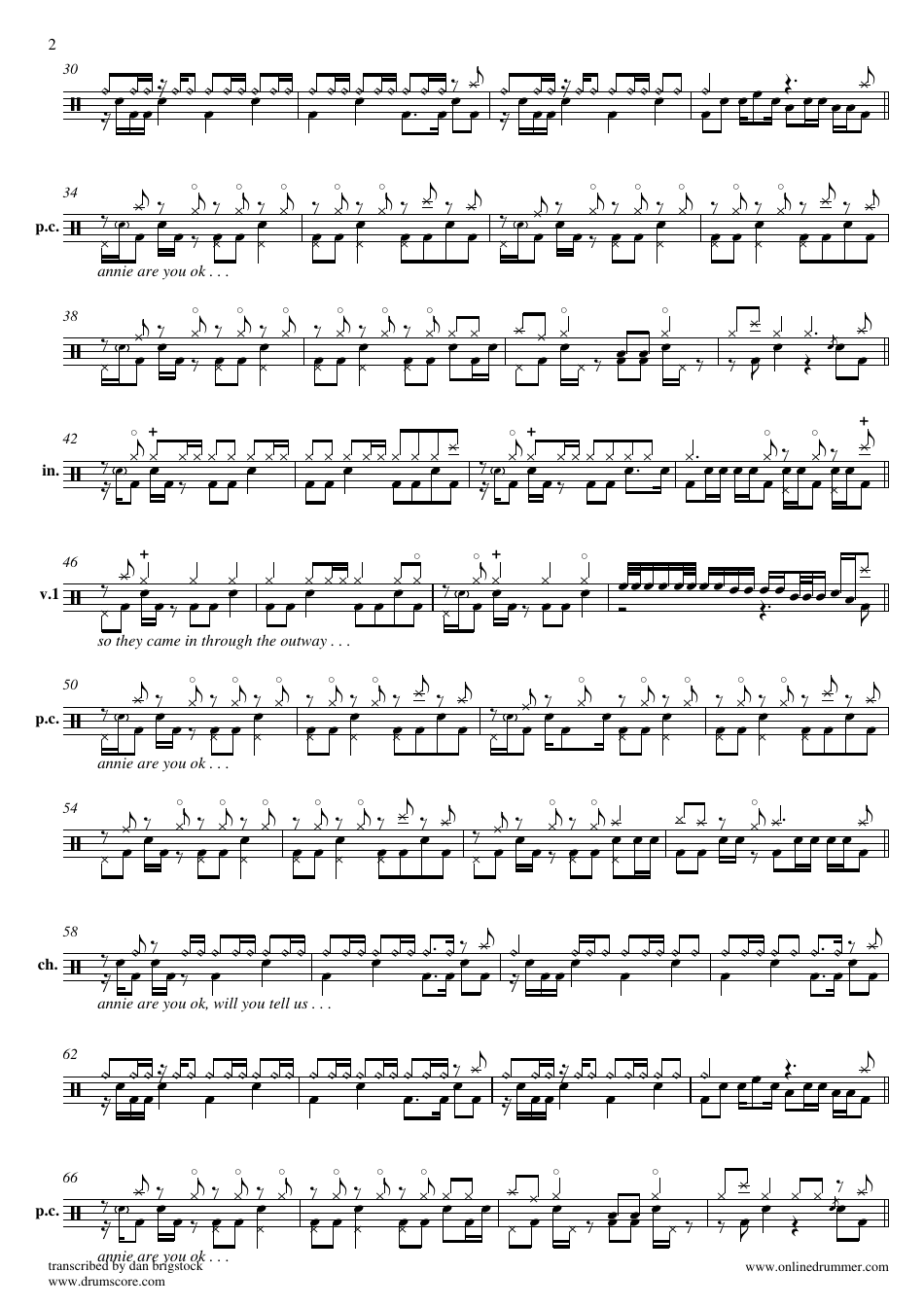Alien Ant Farm - Smooth Criminal Drum Sheet Music, Page 2