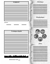 Legend of the Five Rings Character Sheet, Page 2