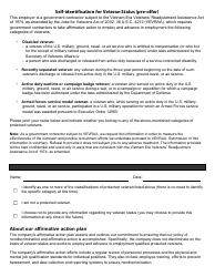 Document preview: Self-identification Form for Veteran Status (Pre-employment Offer)