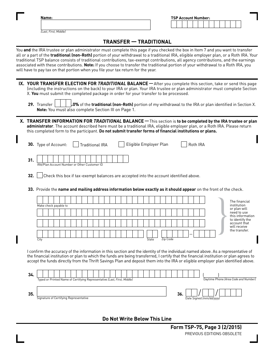 Form TSP75 Fill Out, Sign Online and Download Fillable PDF