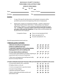Service Personnel Evaluation Form - Nicholas County Schools