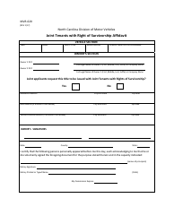 Document preview: Form MVR-620 Joint Tenants With Right of Survivorship Affidavit - North Carolina
