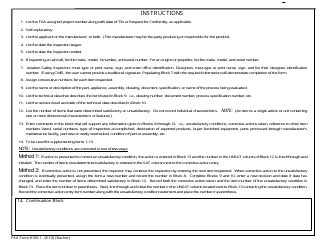 FAA Form 8100-1 Conformity Inspection Record, Page 2