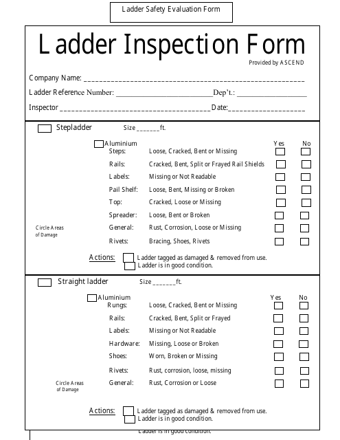 &quot;Ladder Inspection Form - Ascend&quot; Download Pdf