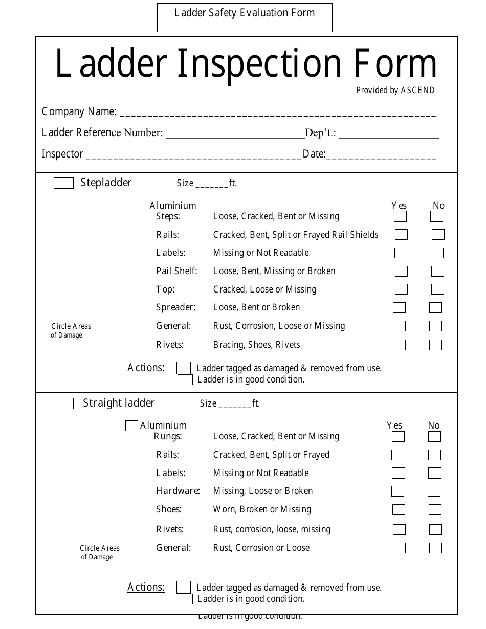 Ladder Inspection Form - Ascend, Page 1