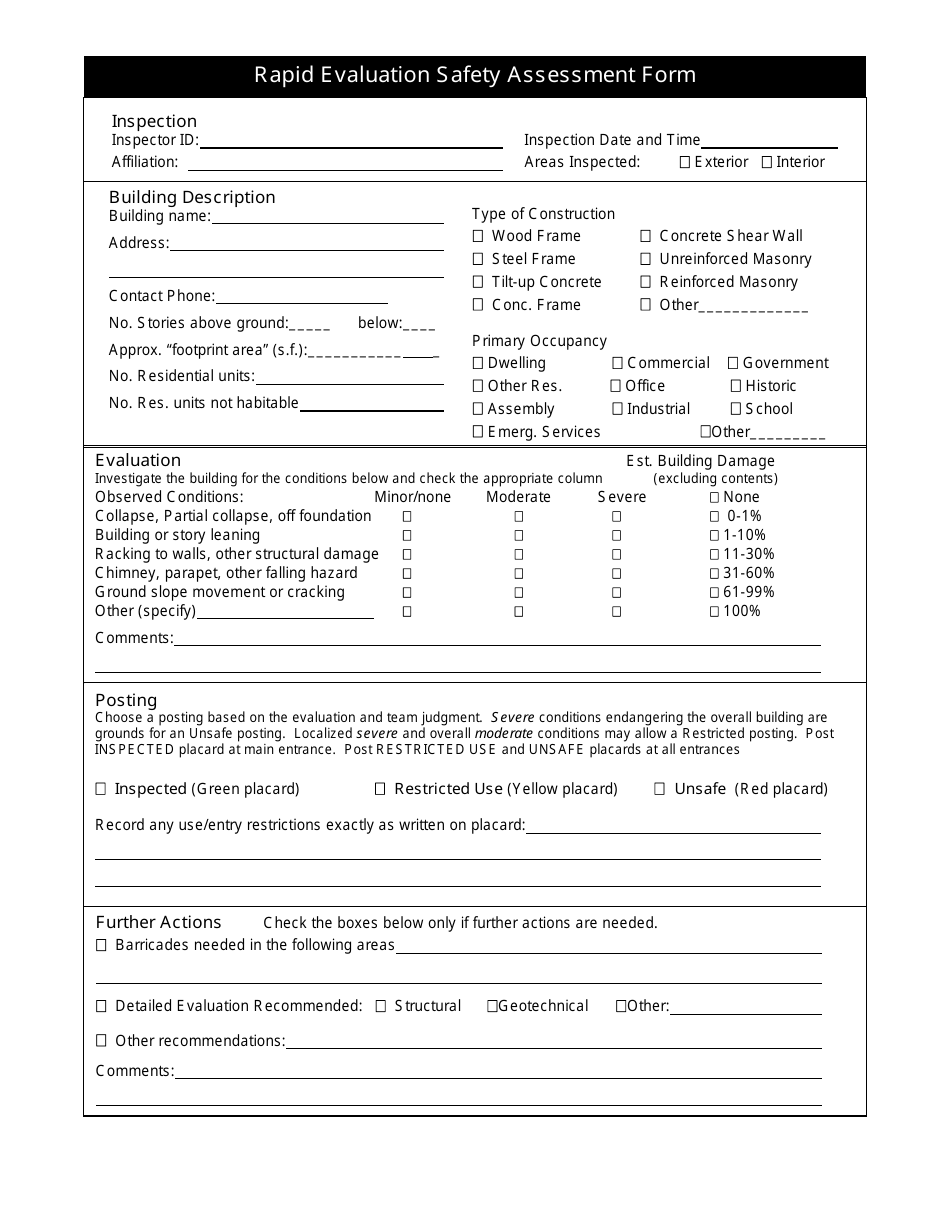 Rapid Evaluation Safety Assessment Form, Page 1