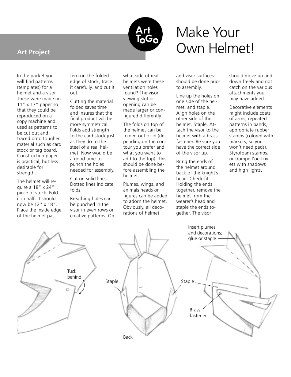 Cut-Out Helmet Template - Blank Helmet Printable Pattern