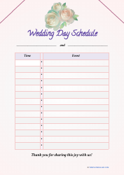 Document preview: Wedding Day Schedule Template - Roses