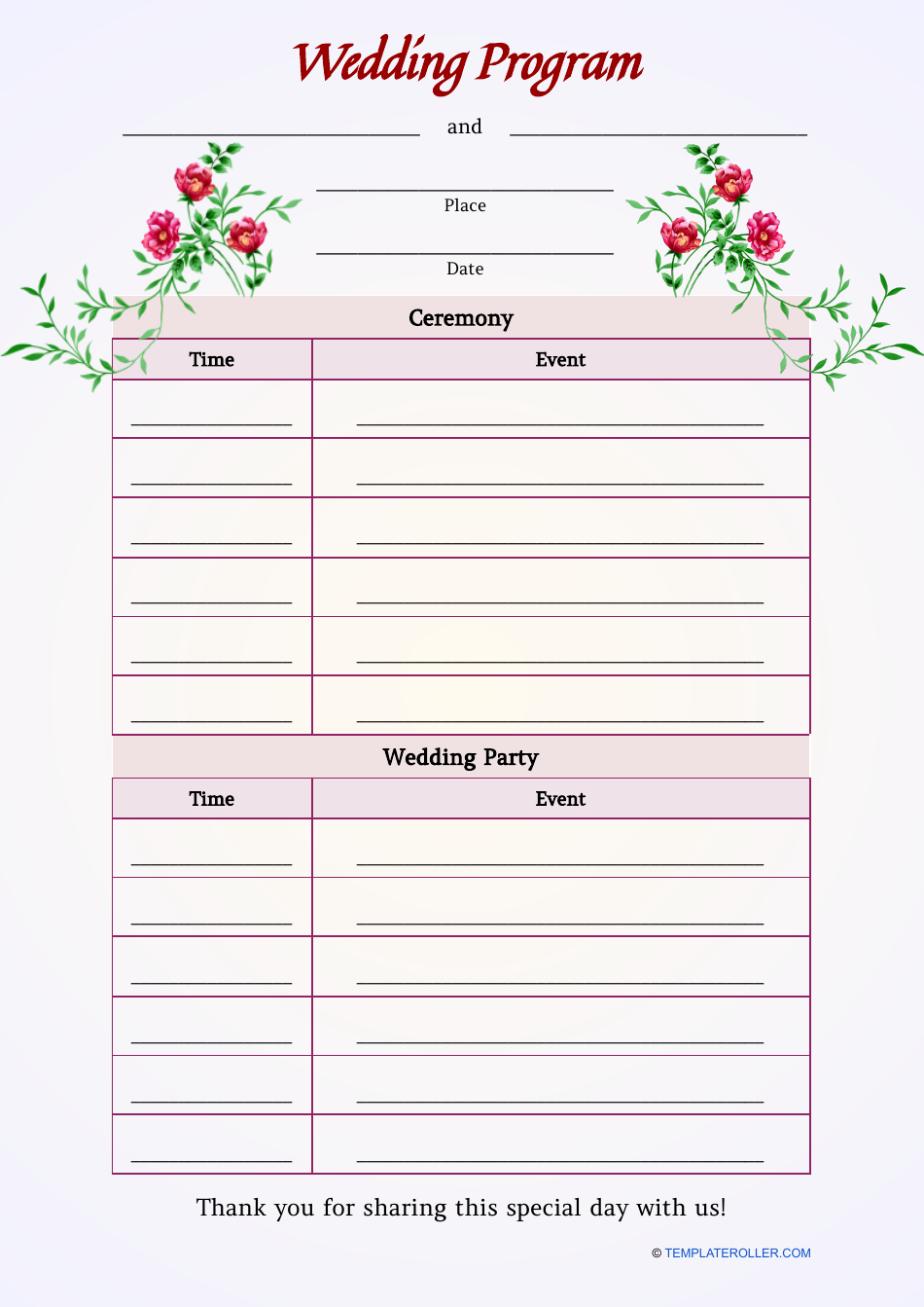 Gorgeous and Unique Wedding Program Template Image Preview