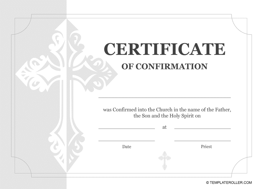 Confirmation Certificate Template Download Printable PDF Templateroller