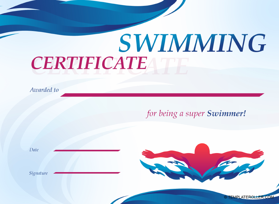 Swimming Certificate Template - Red image