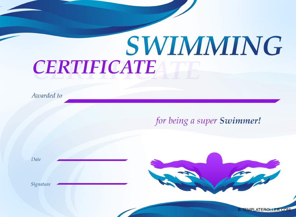 Swimming Certificate Template - Violet Preview