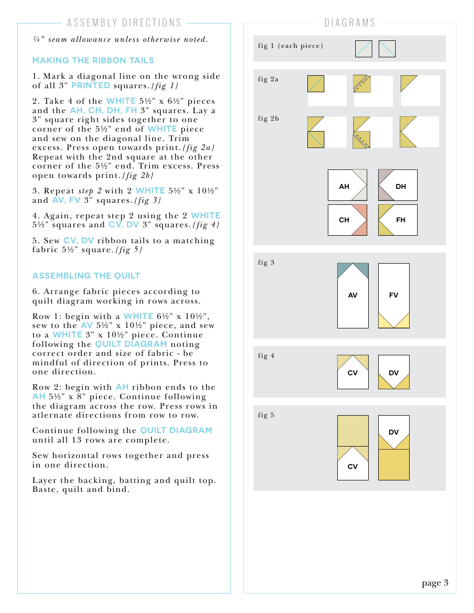 Ribbon Box Pattern Quilt Diagram - Cloud9 Fabrics, Page 3