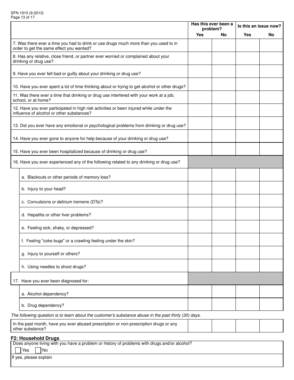 Form SFN1910 Work Readiness Assessment Questionnaire - North Dakota, Page 13