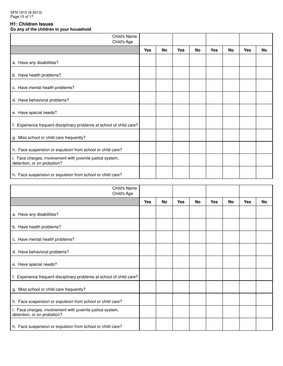 Form SFN1910 Work Readiness Assessment Questionnaire - North Dakota, Page 15