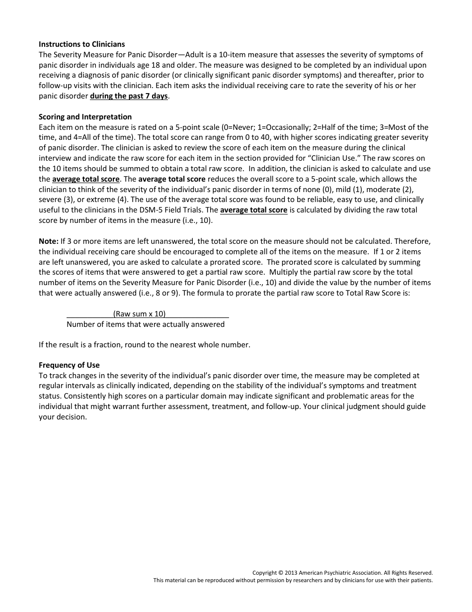 Severity Measure for Panic Disorder: Adult - American Psychiatric Association, Page 3