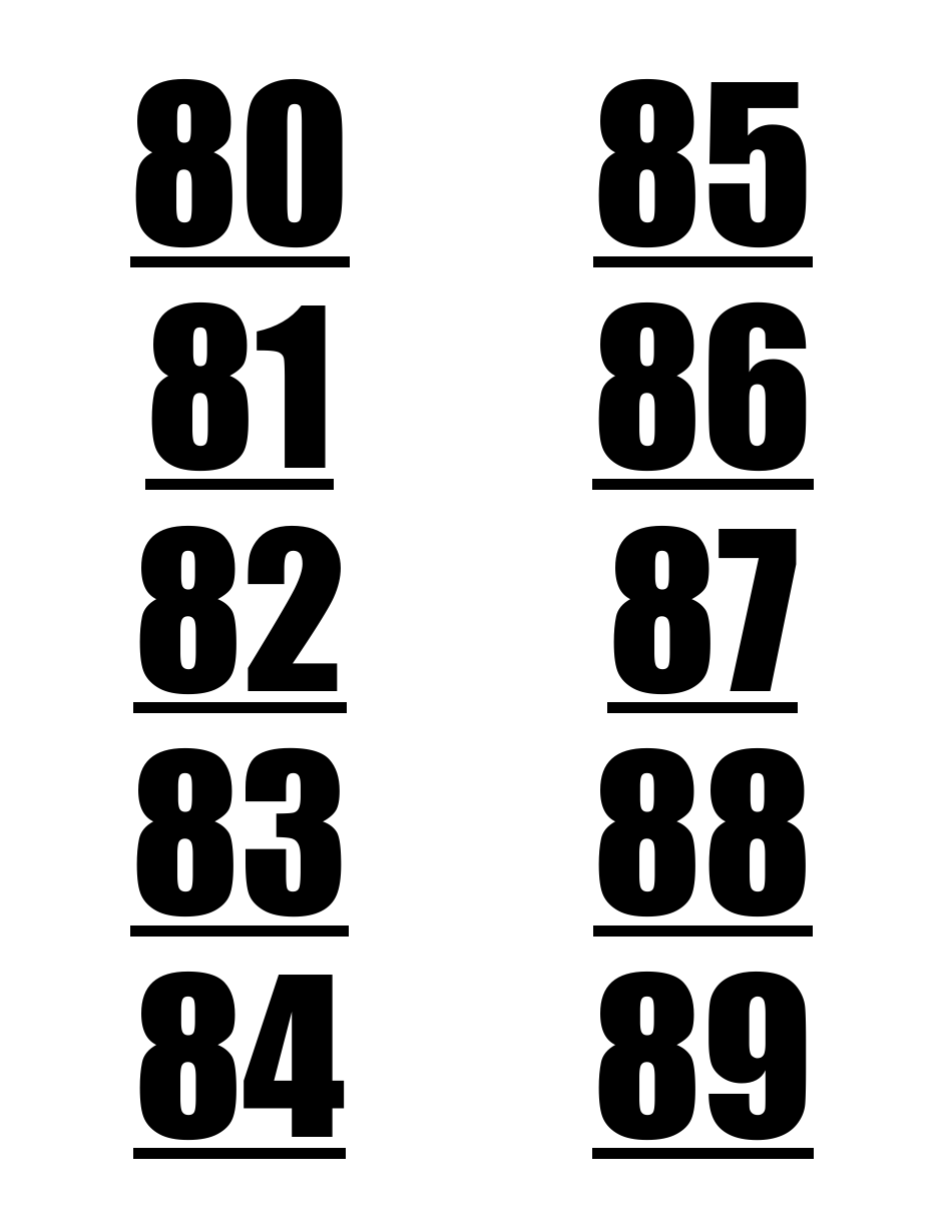 1-100 Number Label Templates, Page 10