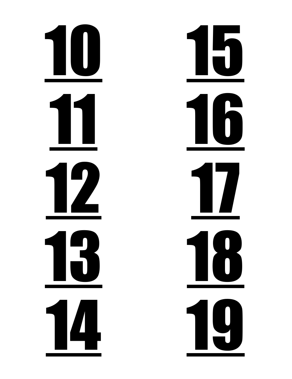 1-100 Number Label Templates, Page 3
