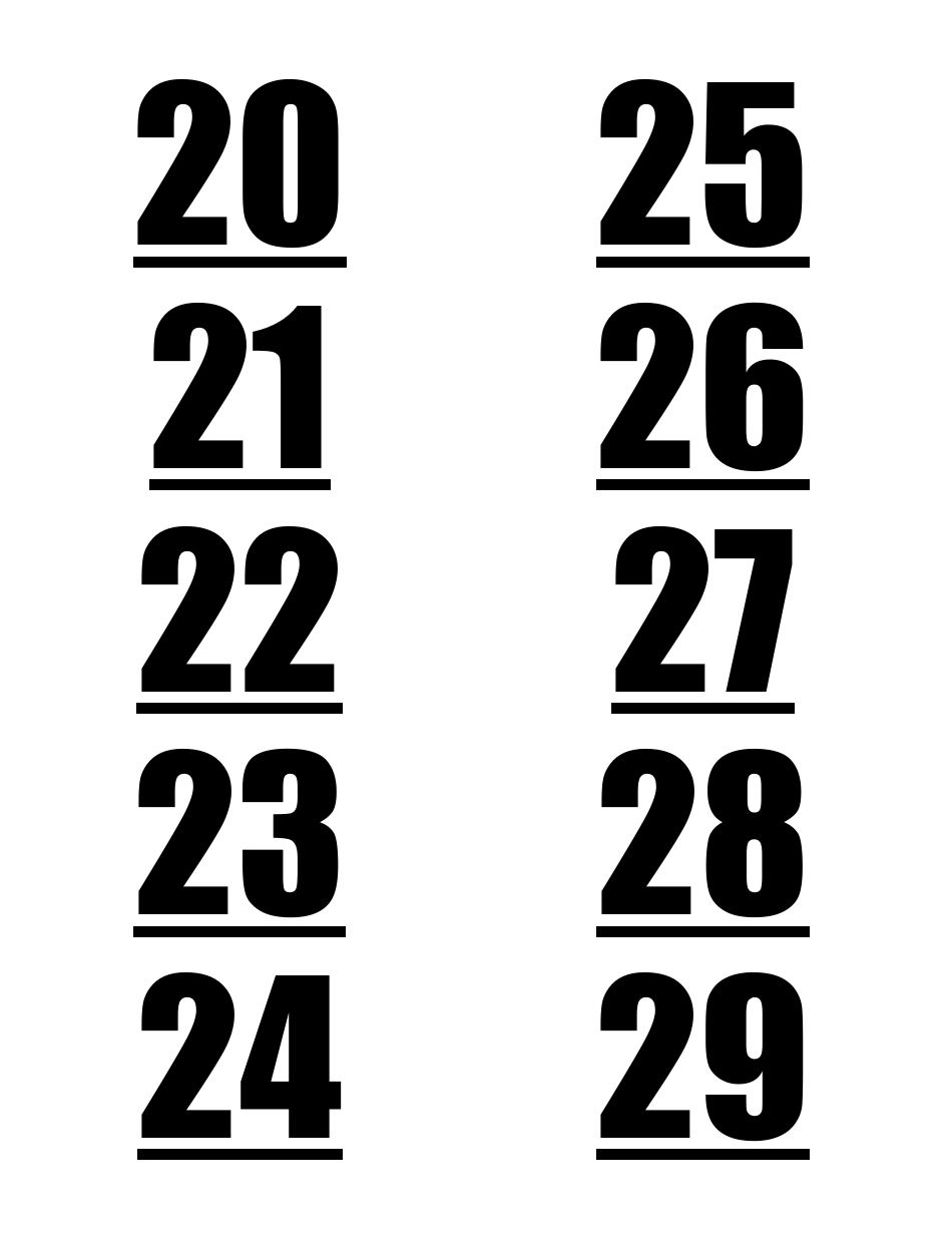 1-100 Number Label Templates, Page 4