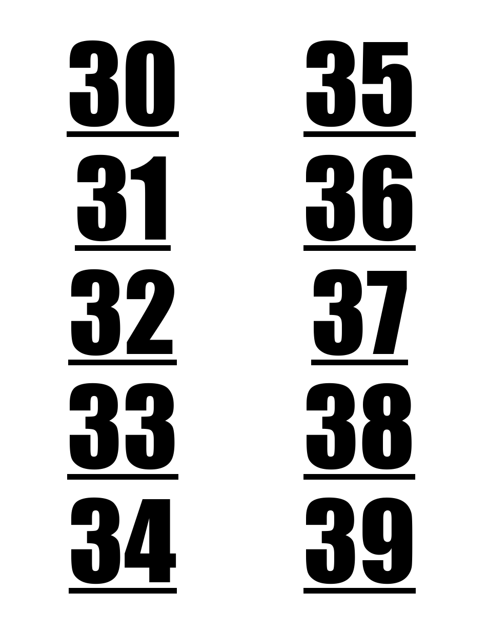 1-100 Number Label Templates, Page 5