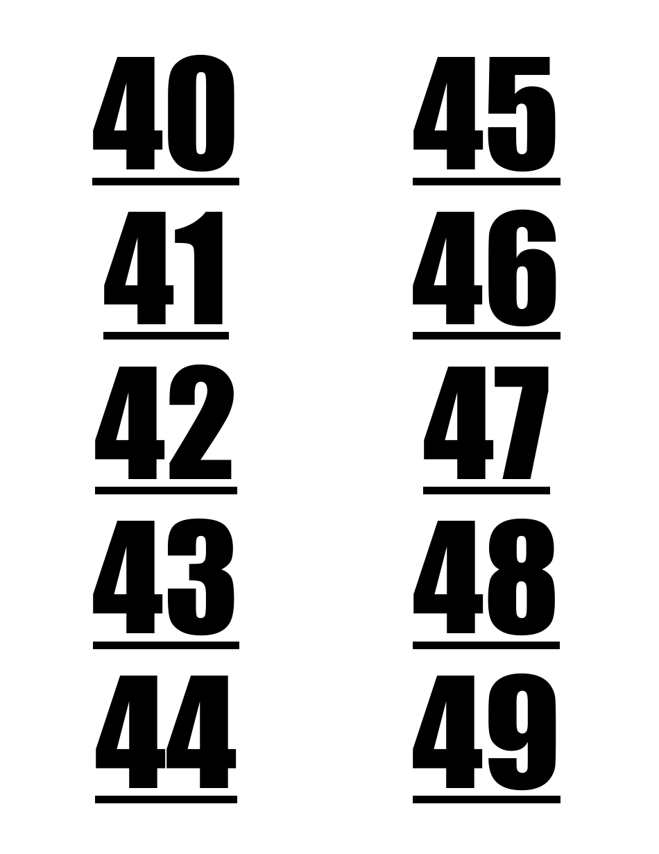 1-100 Number Label Templates, Page 6