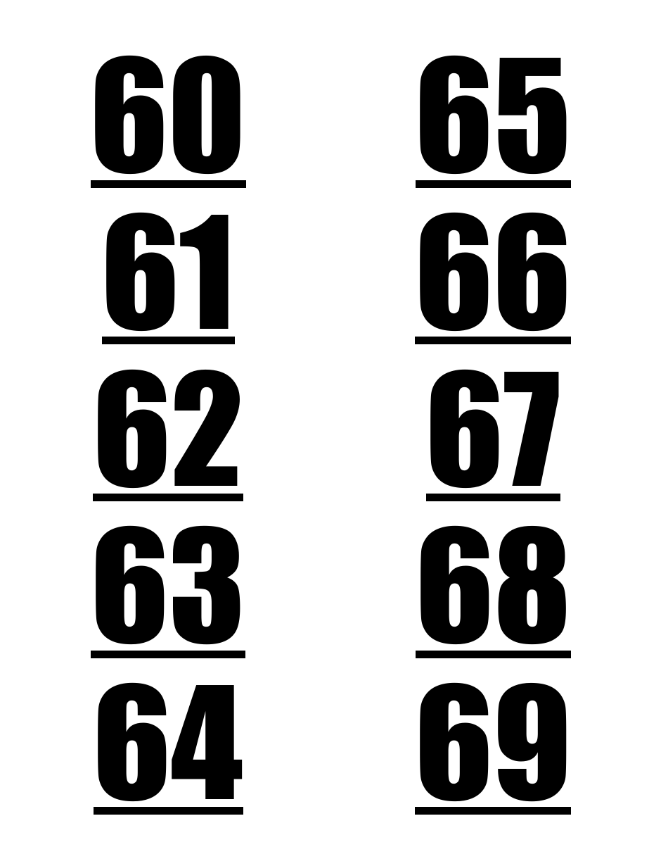 1-100 Number Label Templates, Page 8