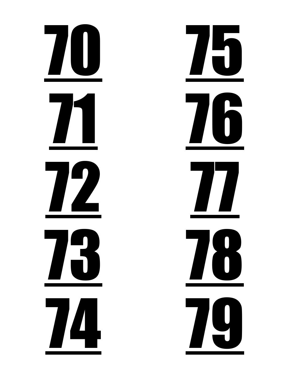1-100 Number Label Templates, Page 9