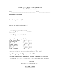 Document preview: New Patient Medical History Form - Mitchell, Whittaker and Wu