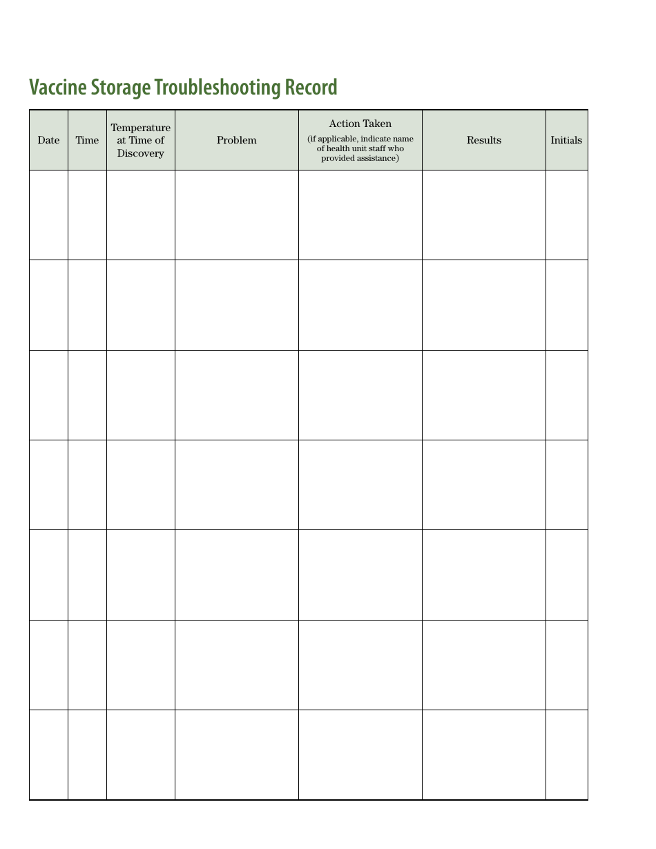 Vaccine Temperature Log Book - Queens Printer for Ontario - Ontario, Canada, Page 18