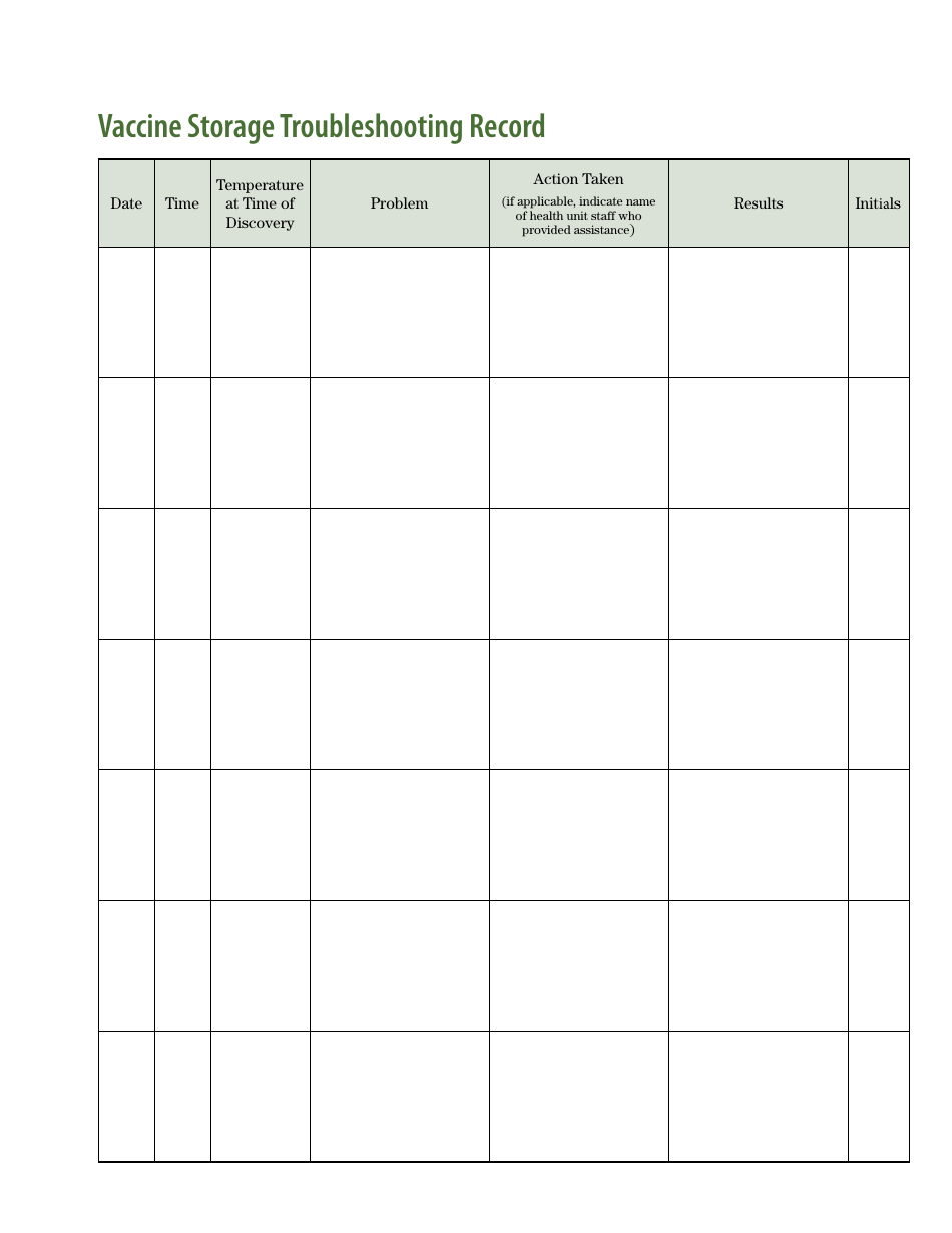 Vaccine Temperature Log Book - Queens Printer for Ontario - Ontario, Canada, Page 19