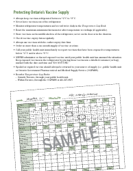Vaccine Temperature Log Book - Queen&#039;s Printer for Ontario - Ontario, Canada, Page 3