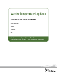 Document preview: Vaccine Temperature Log Book - Queen's Printer for Ontario - Ontario, Canada