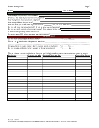 Patient History Form, Page 2