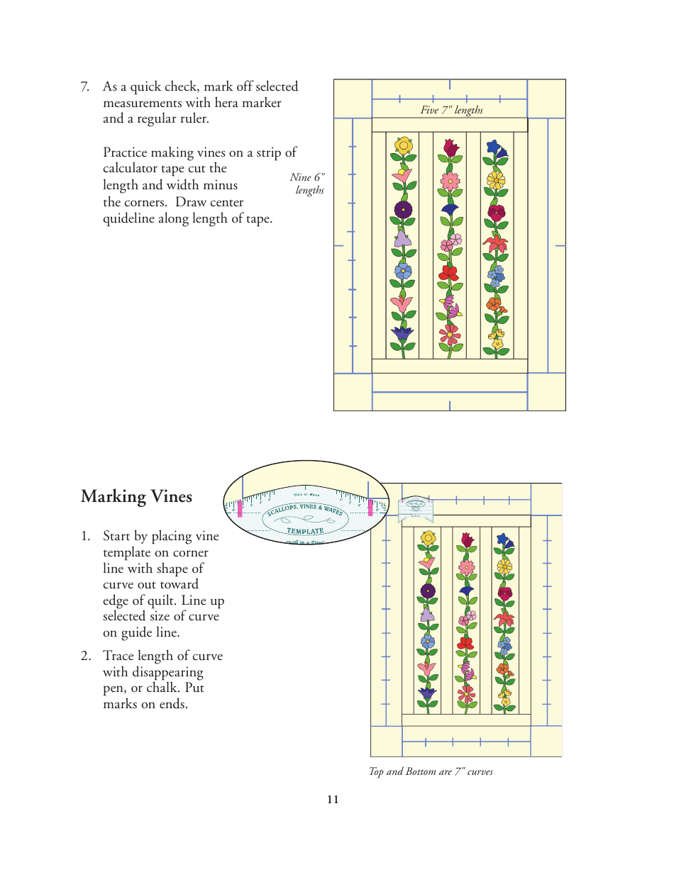 Scallop, Wave, and Vine Quilt Pattern Template, Page 11