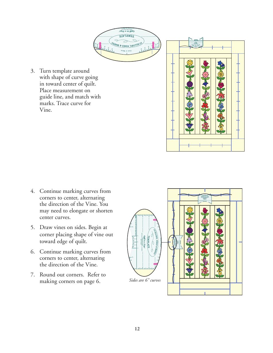 Scallop, Wave, and Vine Quilt Pattern Template, Page 12
