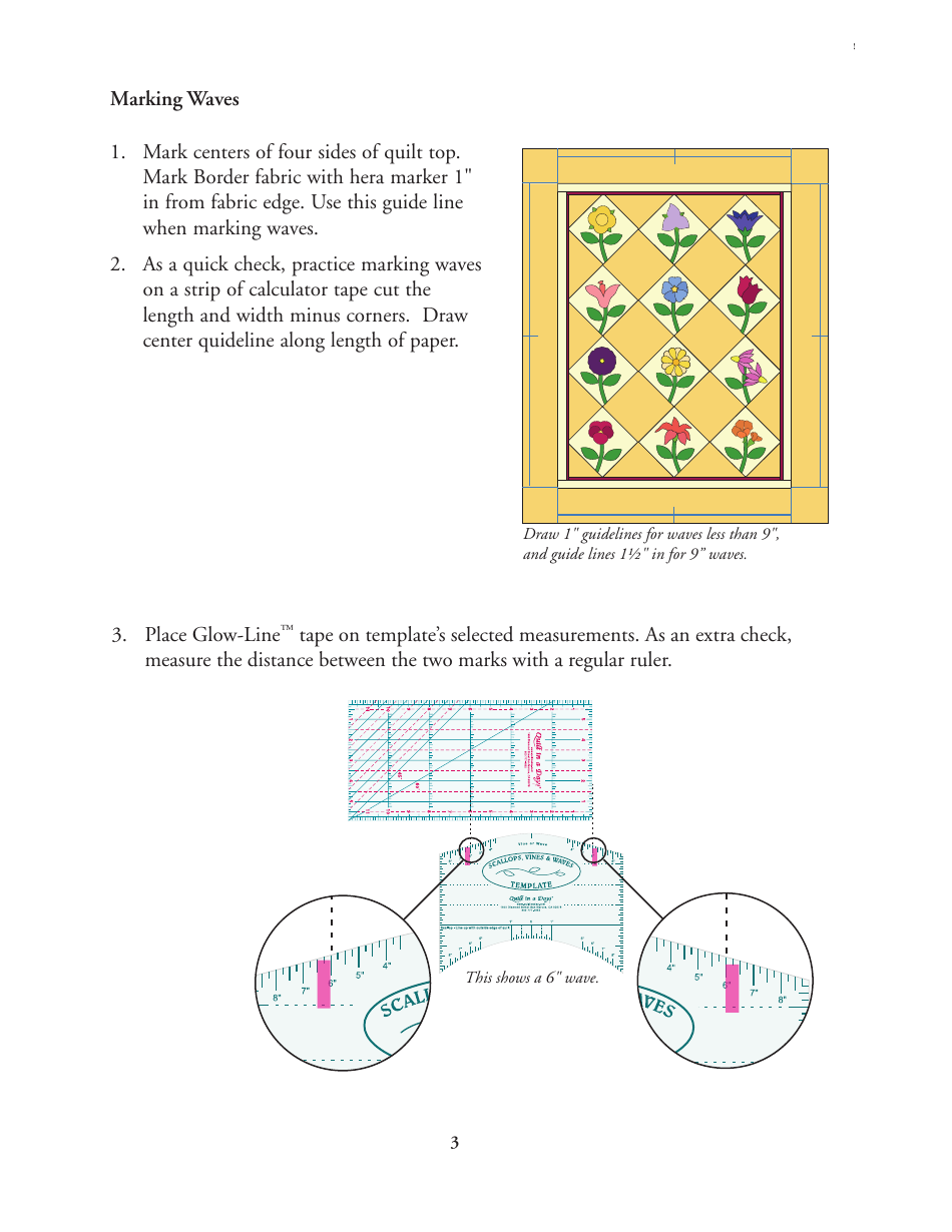 Scallop, Wave, and Vine Quilt Pattern Template, Page 3