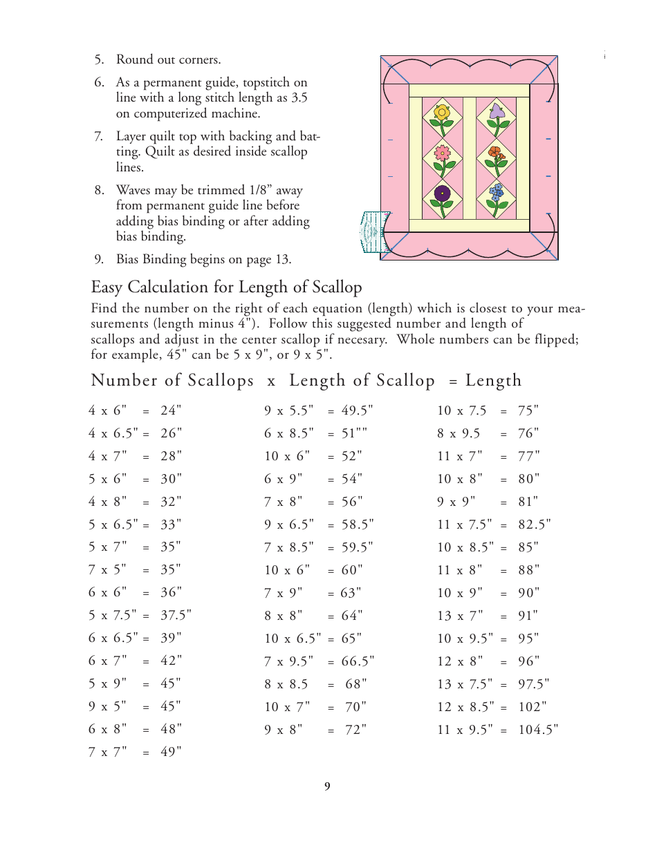 Scallop, Wave, and Vine Quilt Pattern Template, Page 9