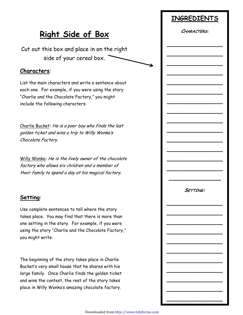 Cereal Box Book Report Template Fill Out, Sign Online and Download