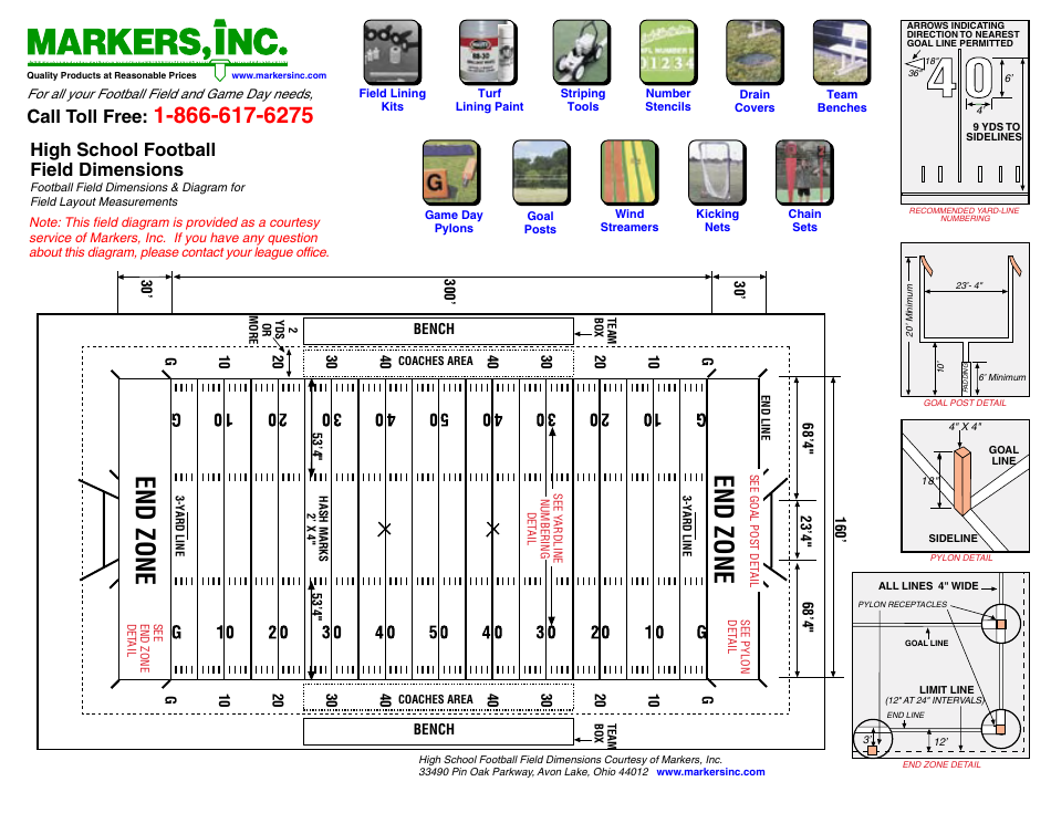 High School Football Field Diagram Template Image