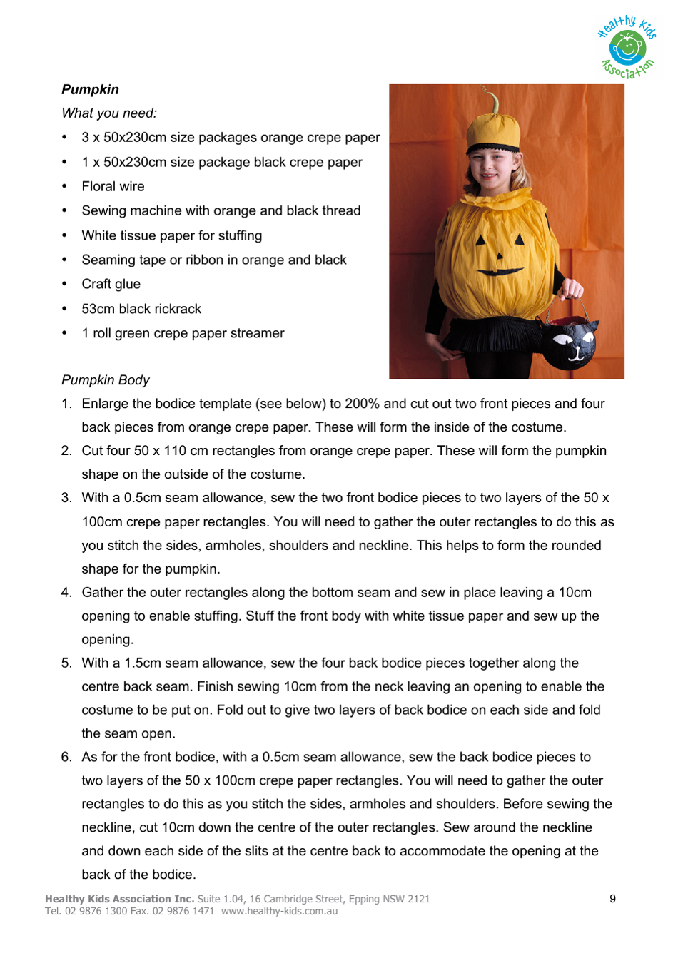 Pumpkin Costume Bodice Template, Page 12