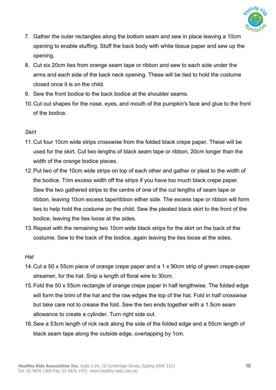 Pumpkin Costume Bodice Template, Page 13