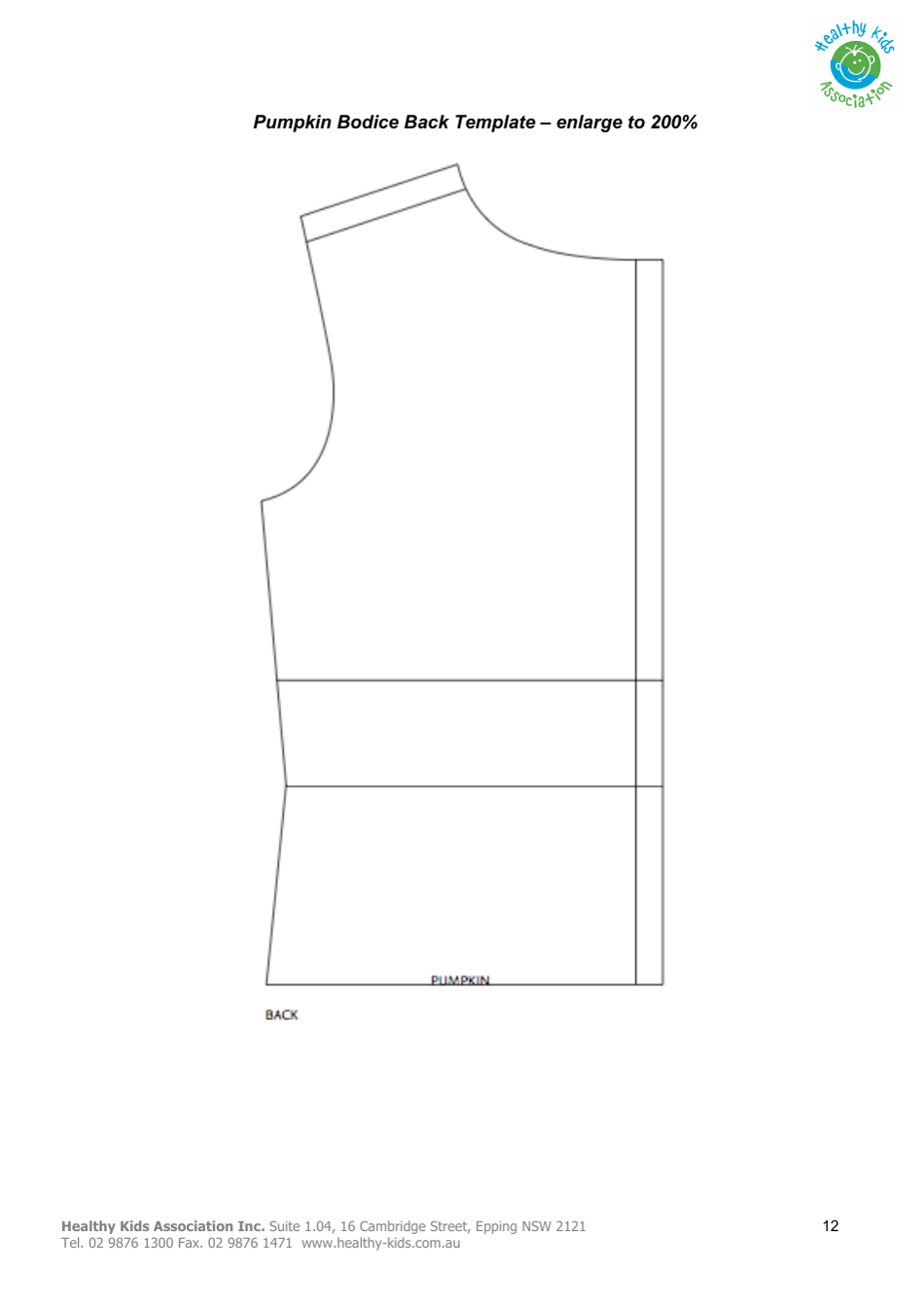 Pumpkin Costume Bodice Template, Page 15