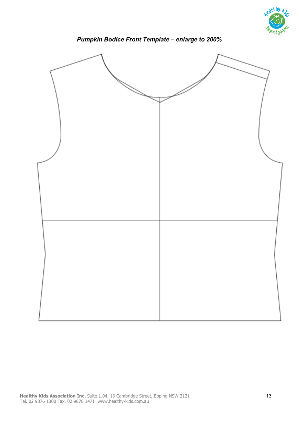 Pumpkin Costume Bodice Template, Page 16