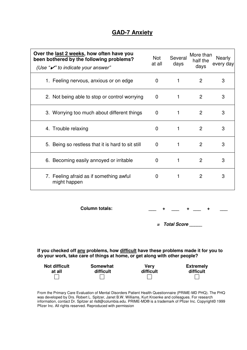 Gad-7 Anxiety and Phq-9 Depression Assessment Chart Download Printable ...